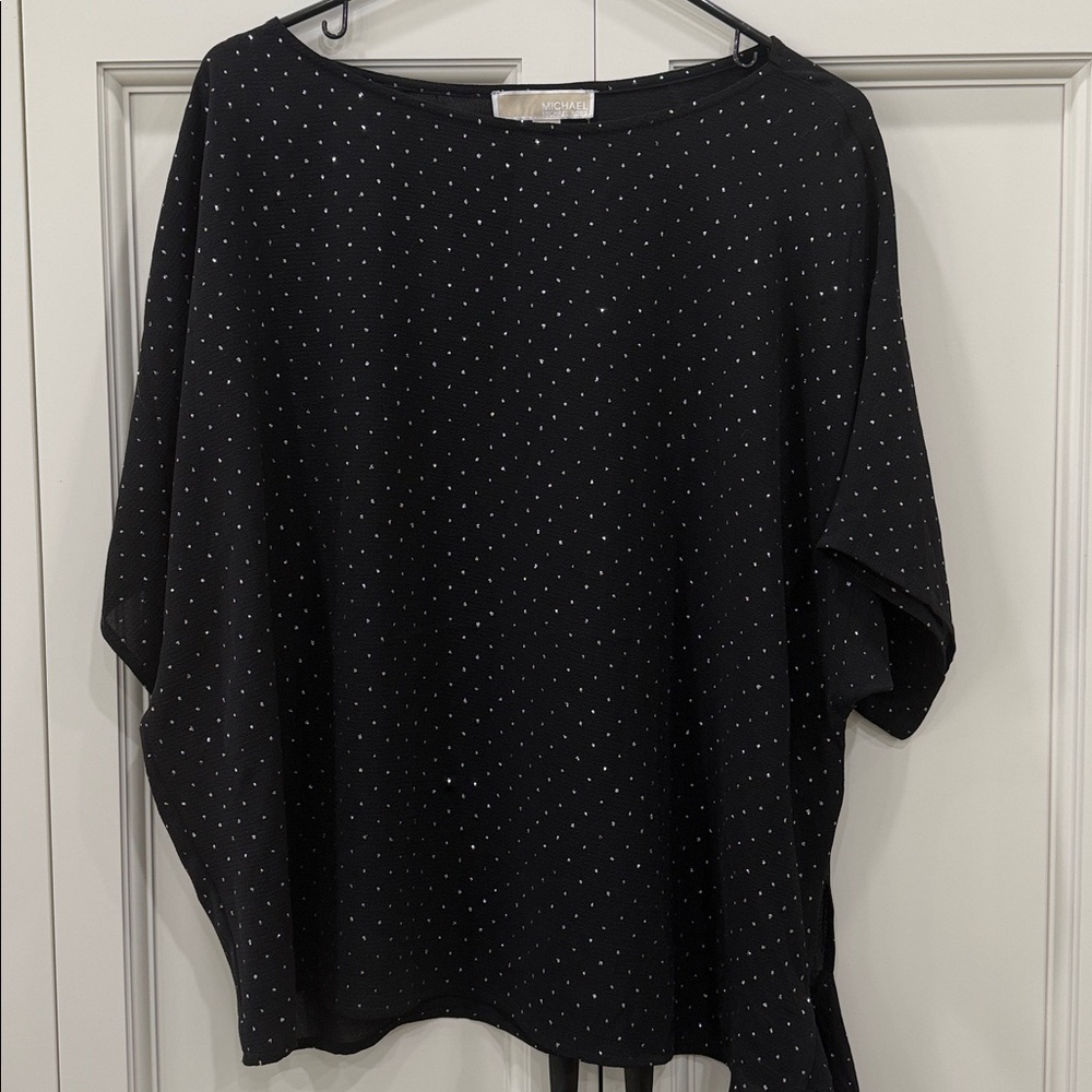 Michael Kors Metallic Dot Side Tie Blouse. Women’s Size 1X. Whimsygoth Sparkly